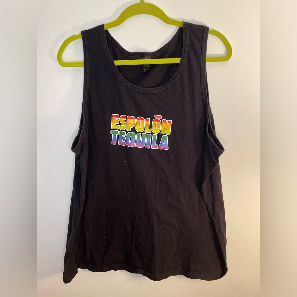 Espolon Tequila Black Graphic Rainbow and Skeleton Tank Top Mens XL